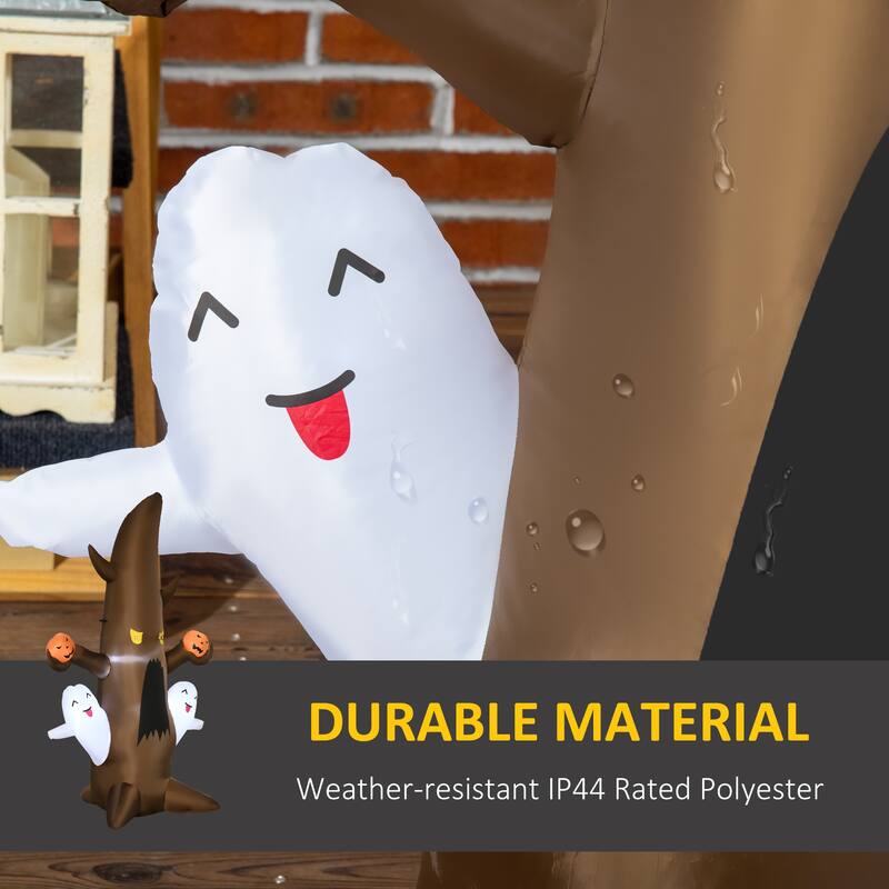 Outsunny 5' Blow-Up Haunted Halloween Tree, Pumpkins, & Ghosts Inflatable Halloween Decoration