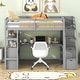 preview thumbnail 2 of 29, Wood Loft Bed Twin Size Full Size with Desk and Shelves Two Built-in Drawers Storage Staircase