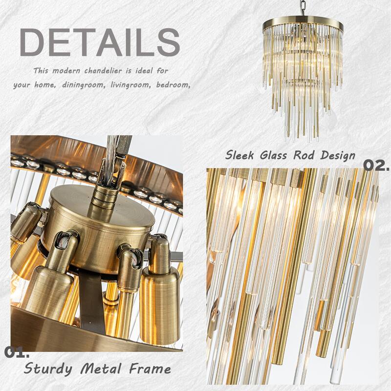 Modern Glam Antique Bronze Waterfall Chandelier Adjustable Ceiling Pendant for Bedroom, Dining Room or Foyer