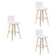 preview thumbnail 46 of 120, Skara Swivel Bar Stool, Upholstered Bar Height Chair with Bentwood Frame Set of 3 - White Faux Leather & Oak