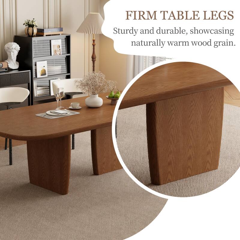 78.74" Mid Century Modern Black/ Brown Dining Table, Rectangular Dining Table ,Solid Wood for 6-8