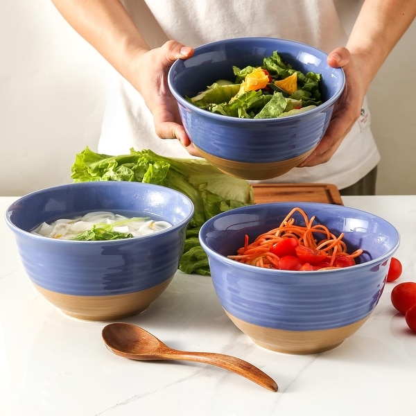 Large Soup Bowls, 40 oz Pasta Bowls Set of 4, Ceramic Deep Salad