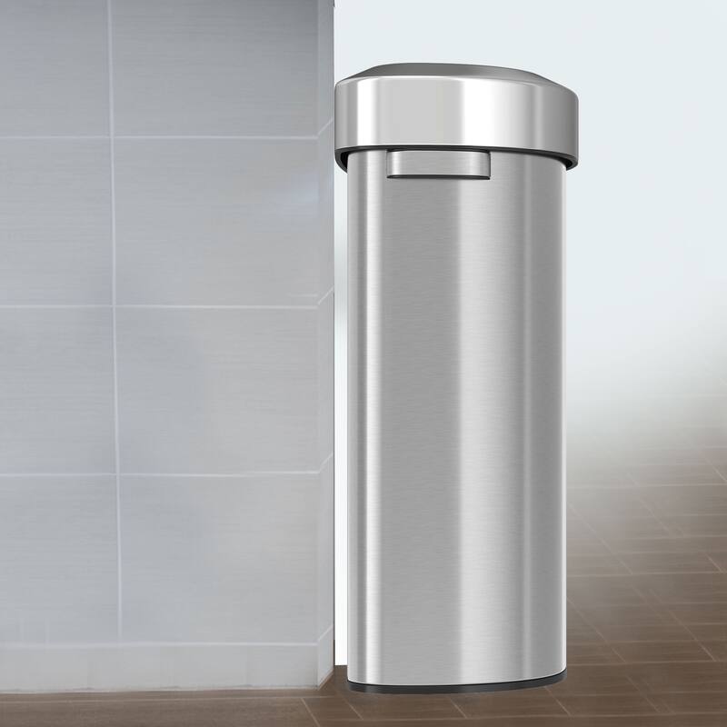 iTouchless 23 Gal Stainless Steel Semi-Round Open Top Trash Can