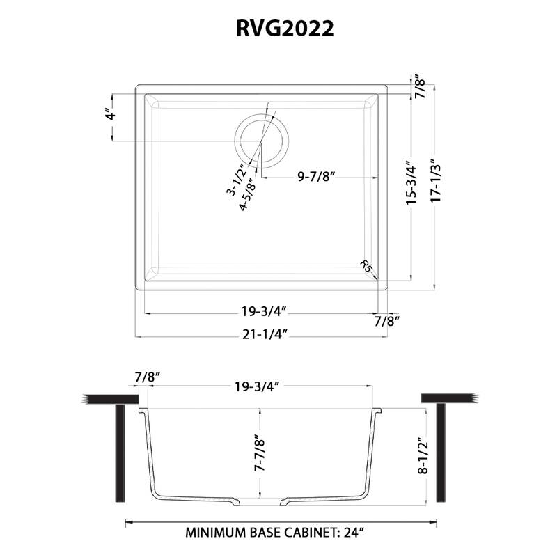 Ruvati 21 x 17 inch Granite Composite Undermount Bar Prep Sink - Arctic White - RVG2022WH