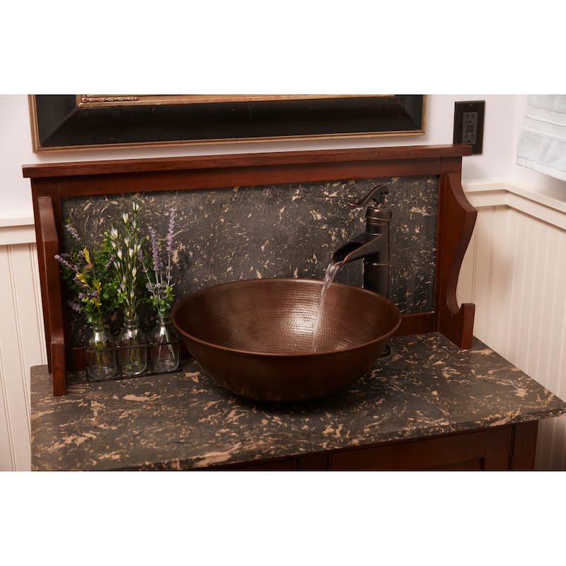 Hubble Copper 14" Round Vessel Bath Sink with Ashfield Vessel Faucet Kit