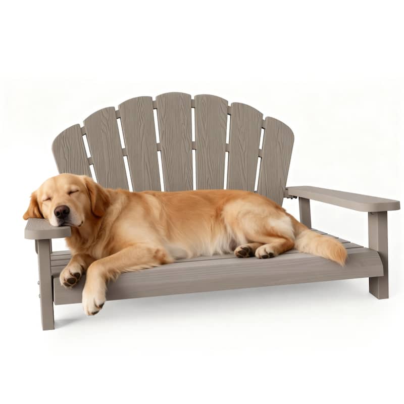 Shell Back Armchair Dog Bed for Large Breeds, Durable Wood Grain Resin Pet Bed - BrownA