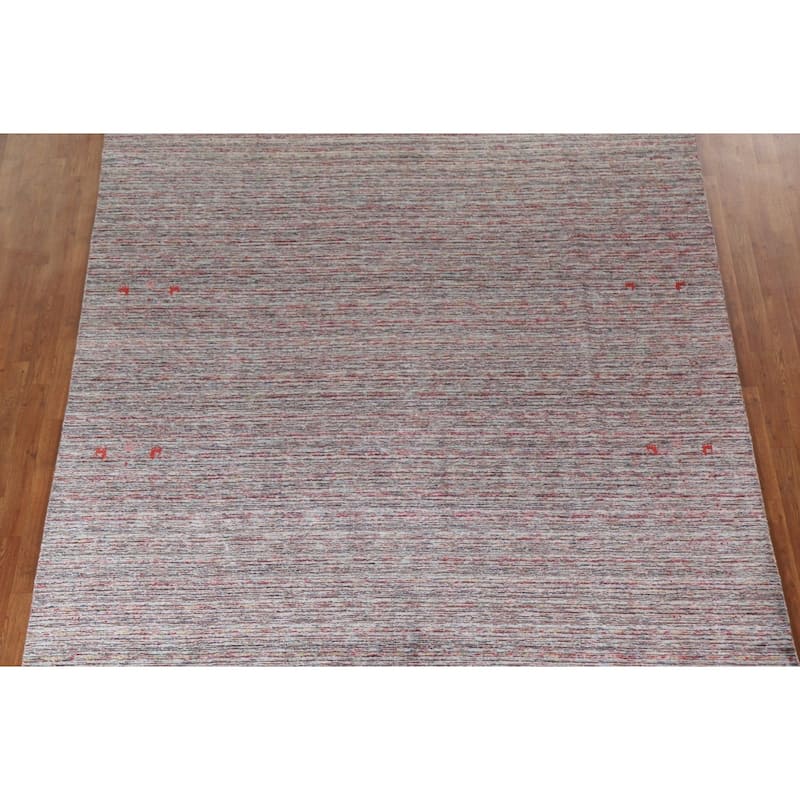 Multi-Color Striped Gabbeh Oriental Area Rug Handmade Wool Carpet - 7'11"x 9'9"