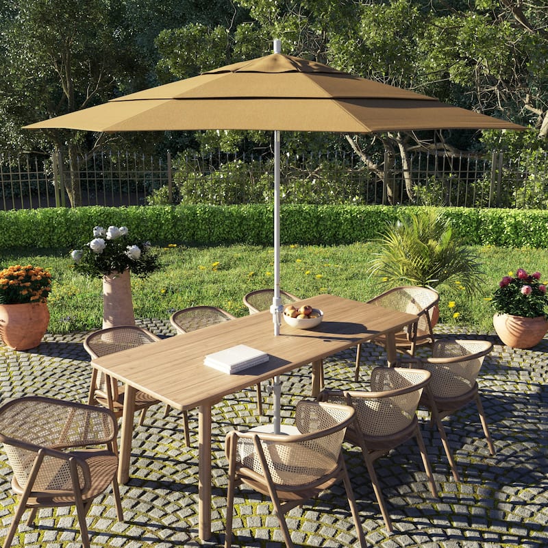 Perry 11ft Round Crank Lift Collar Tilt Aluminum Patio Umbrella by Havenside Home, Base Not Included