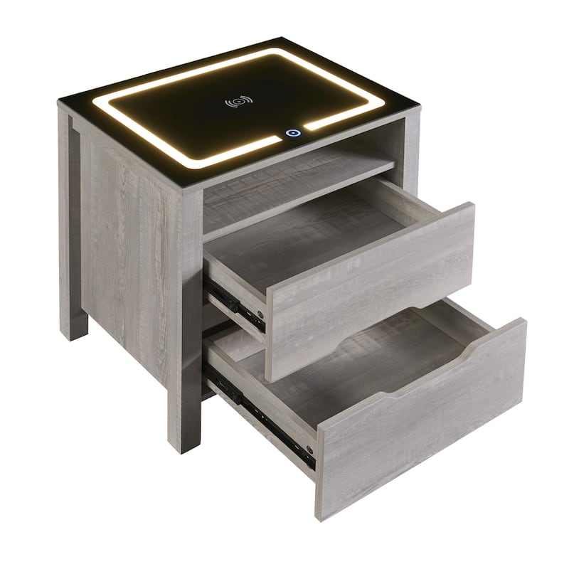 Multifunctional Storage Nightstand,Wireless Charging