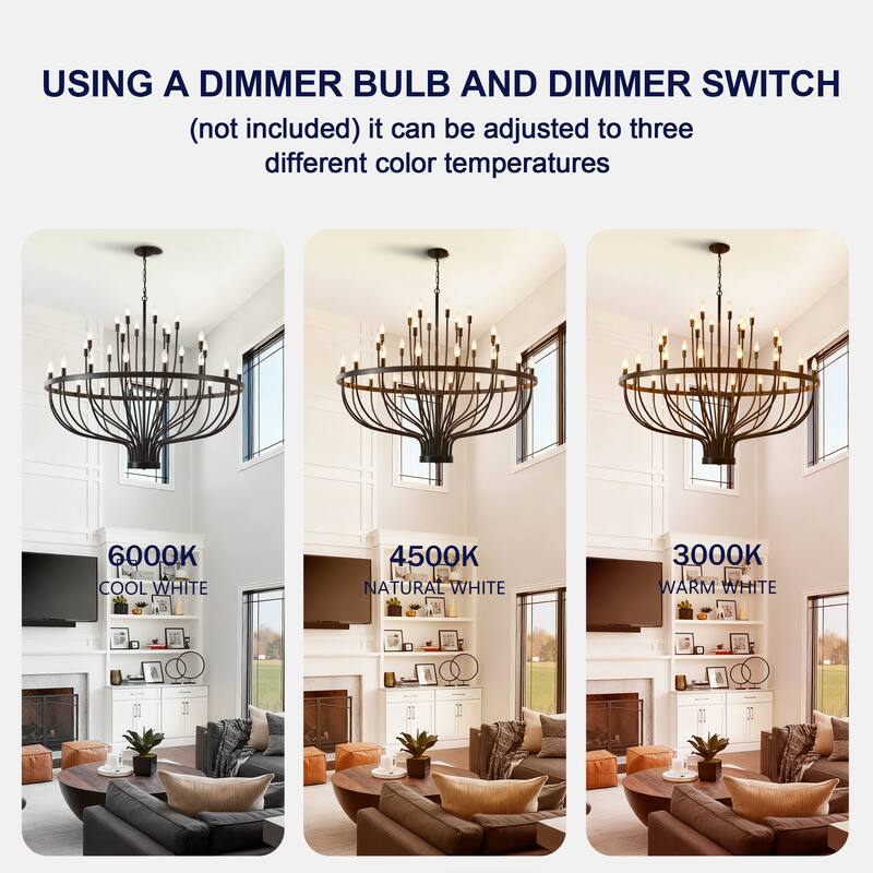 Industrial Chandelier Rustic Vintage 33-Lights Candle Style Light Fixture Large Retro