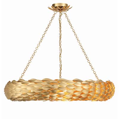 Broche 8 Light Antique Gold Pendant - 33.5"W x 5.75"H