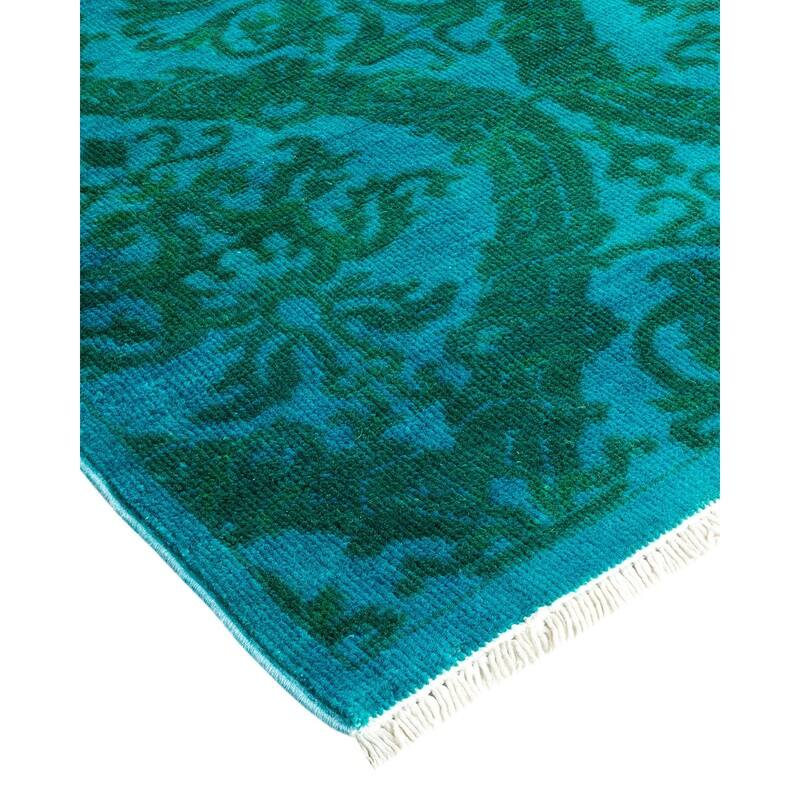 Overton Hand Knotted Wool Vintage Inspired Modern Contemporary Overdyed Blue Area Rug - 4' 1" x 6' 2"