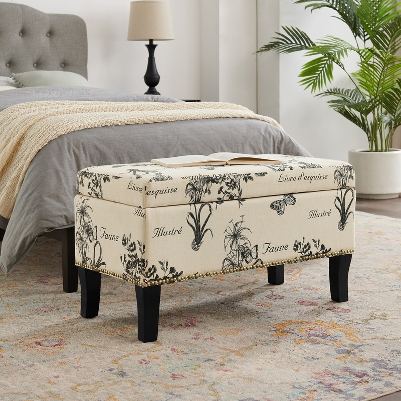 Criuleni Garden Print Storage Bedroom Ottoman