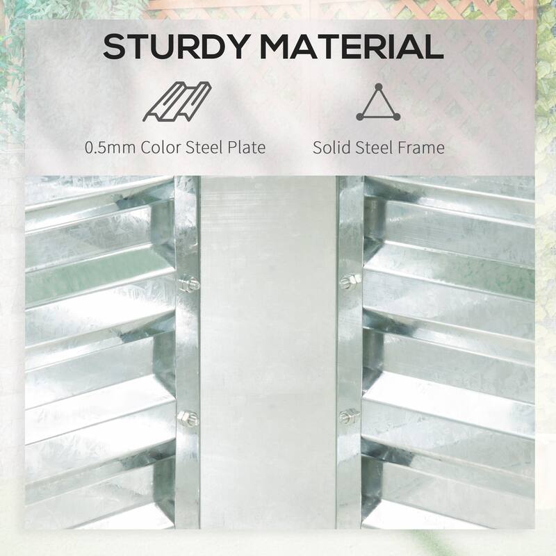 Galvanized Raised Garden Bed with PVC Greenhouse Cover, Outdoor Metal Planter Box for Flowers, Fruits, Vegetables, and Herbs