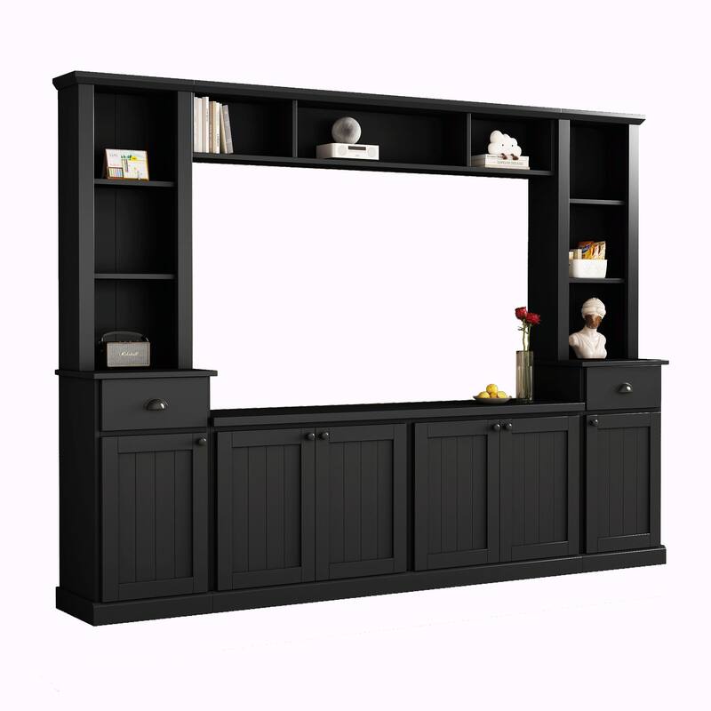 Minimalist TV Stand and Wall Unit Set with Ample Storage Space, Adjustable Shelves