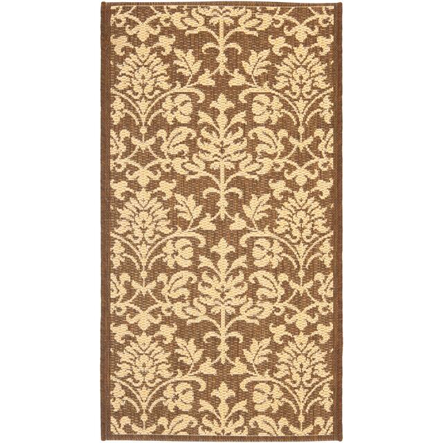 SAFAVIEH Courtyard Bettylou Indoor/ Outdoor Damask Area Rug - 2' x 3'7" - Chocolate/Natural