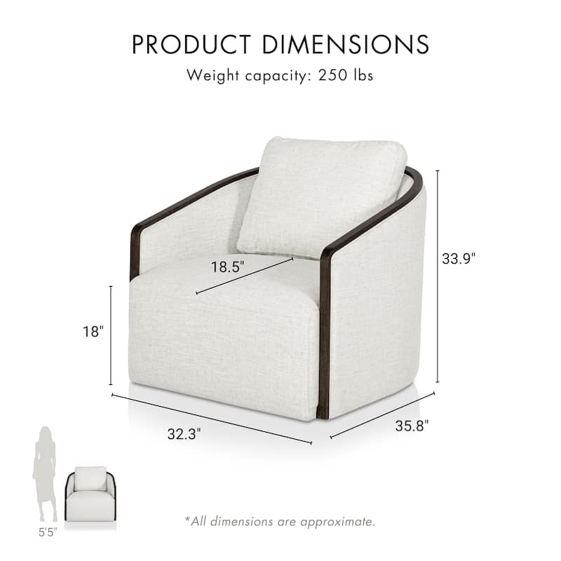 Furniture of America Quven Modern 32-inch Upholstered Swivel Arm Chair