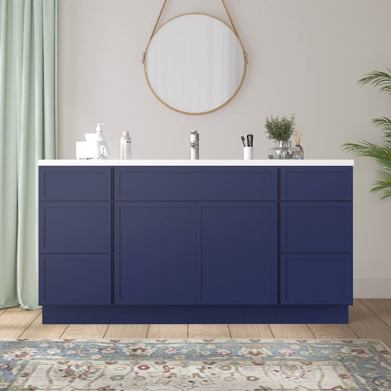 Vanity Art 69" Oak Freestanding Bathroom Vanity Cabinet without Top