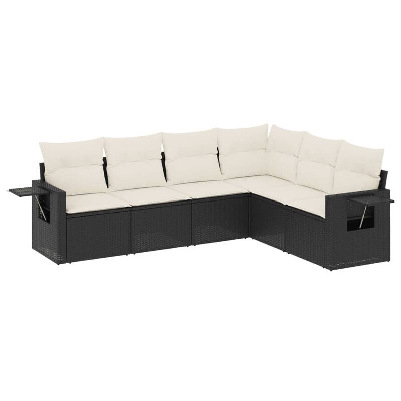 vidaXL Patio Sofa Set with Cushions Outdoor Conversation Furniture Poly Rattan