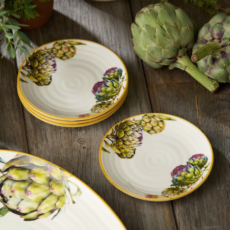 Certified International Verdura 6" Canape/Luncheon Plates,Set of 4 - 6'' W x 6'' D x 0.75'' H