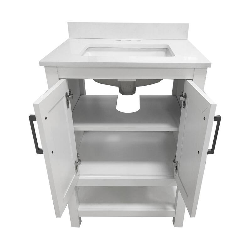 Bathroom Vanity with Undermount Sink and Open Storage Shelf