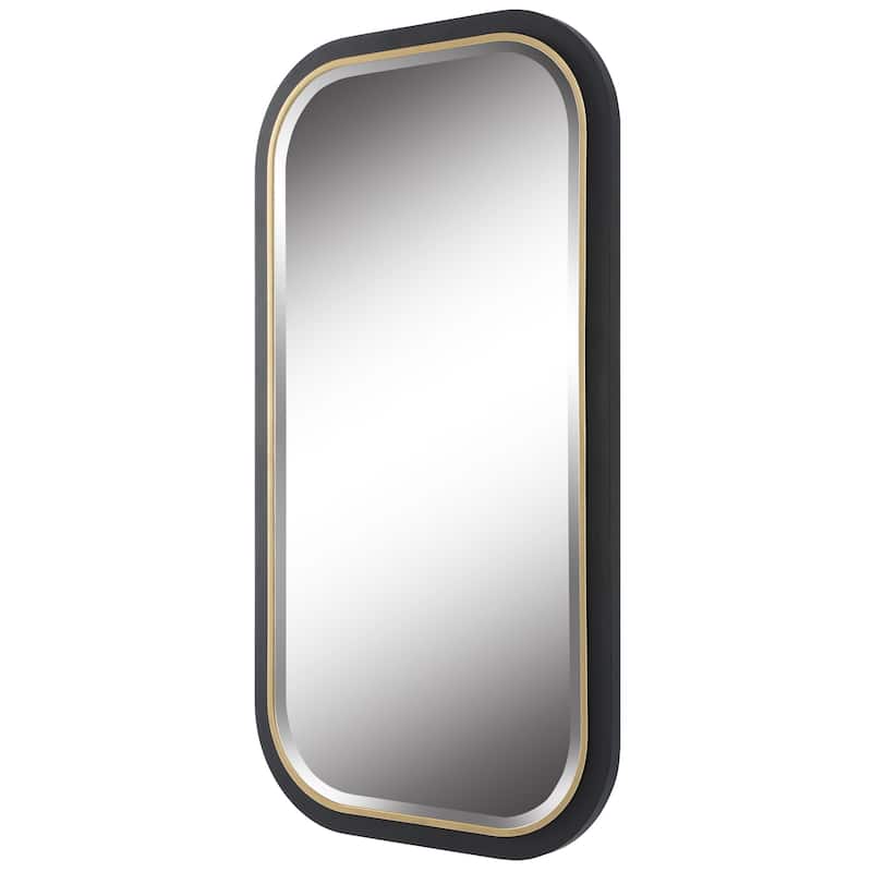 Nevaeh Curved Beveled Rectangle Wall Mirror - 43" - Black and Gold
