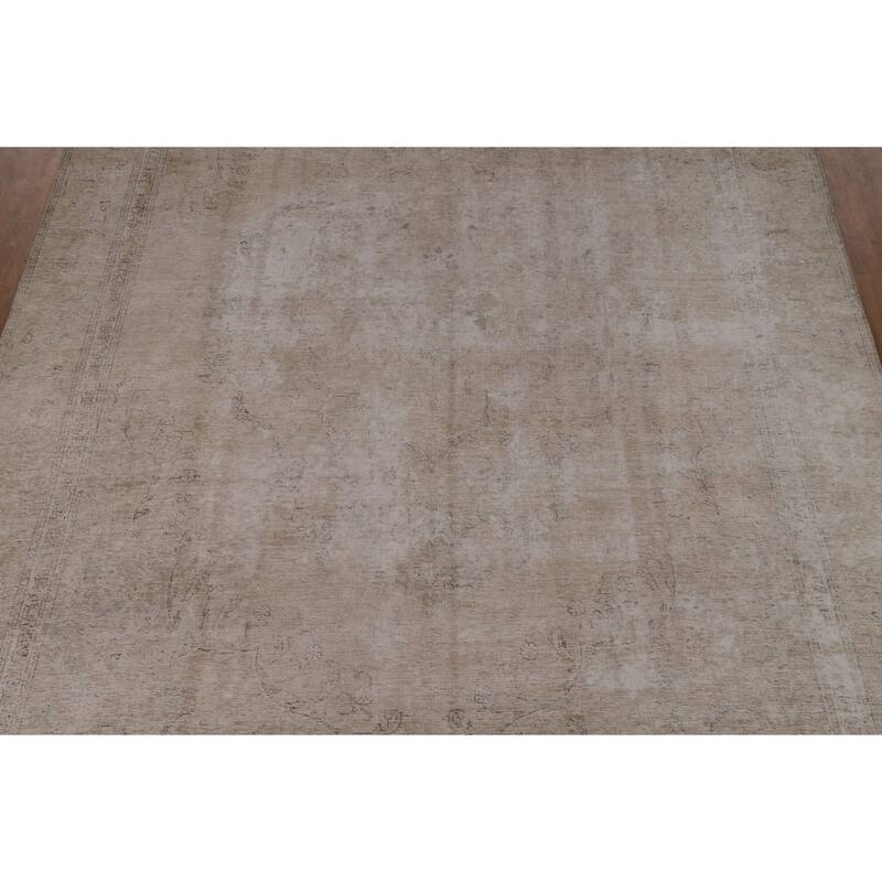 Distressed Tabriz Persian Vintage Rug Hand-Knotted Wool Carpet - 8'11"x 12'9"