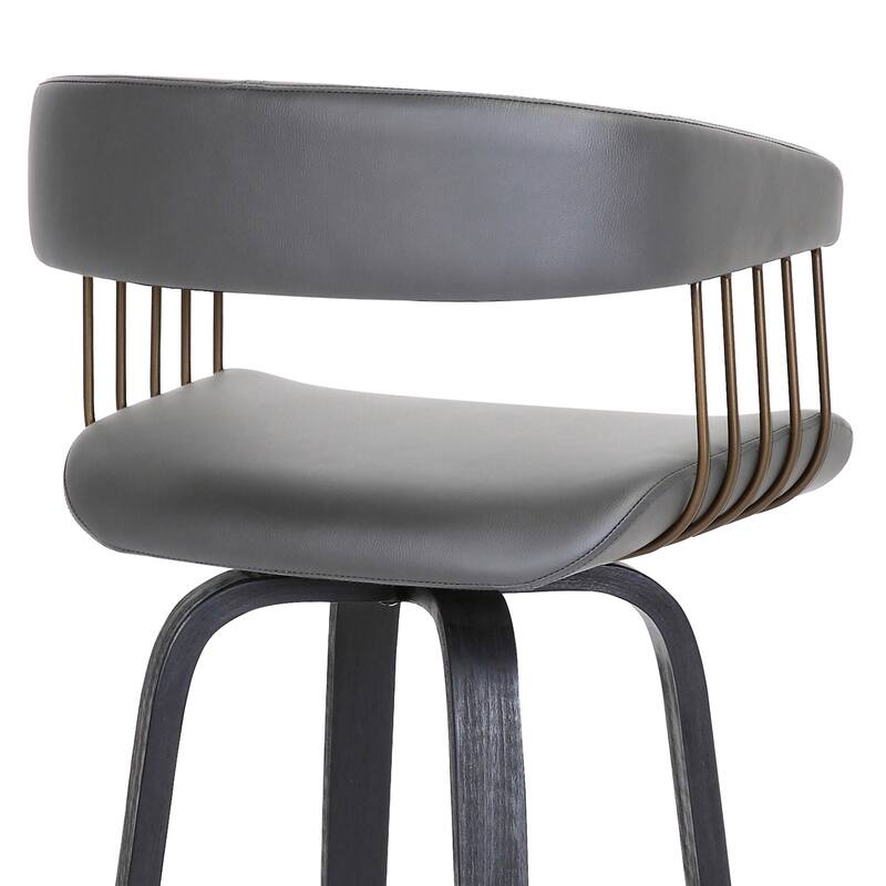 Topanga Modern Swivel Bar Stool, Upholstered Counter Height Chair with Bentwood Legs