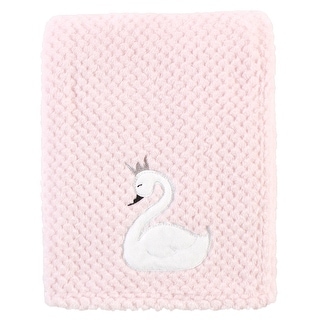 Hudson Baby Infant Girl Plush Waffle Blanket, Swan, One Size - Swan - One Size