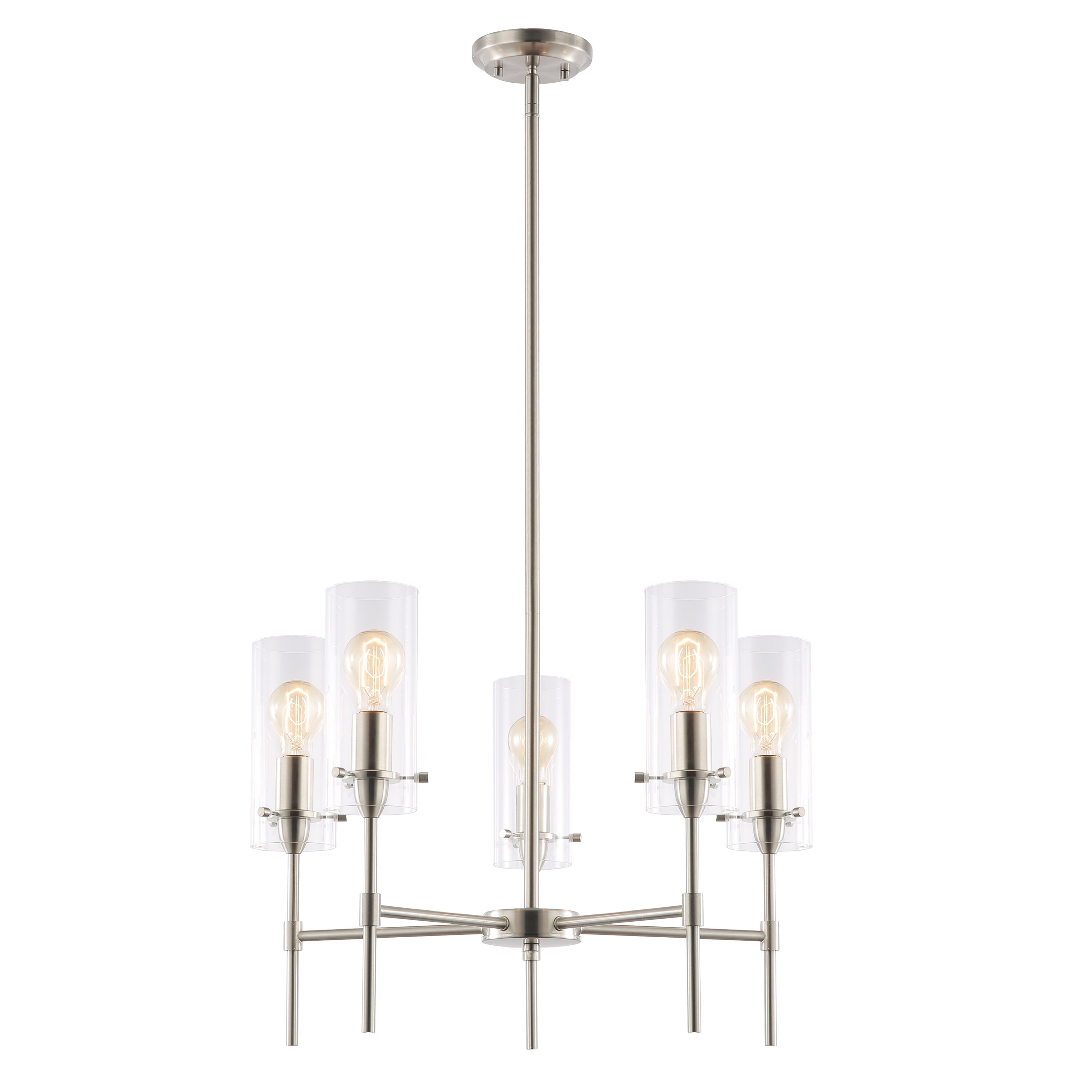 Satin Nickel with Frosted Glass Light Society Montreal Cylindrical Wall Sconce 