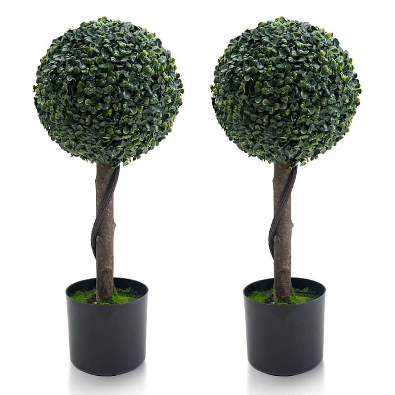 Artificial Boxwood Ball Topiary Trees Set of 2 - 24 Inch