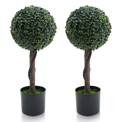 Artificial Boxwood Ball Topiary Trees Set of 2