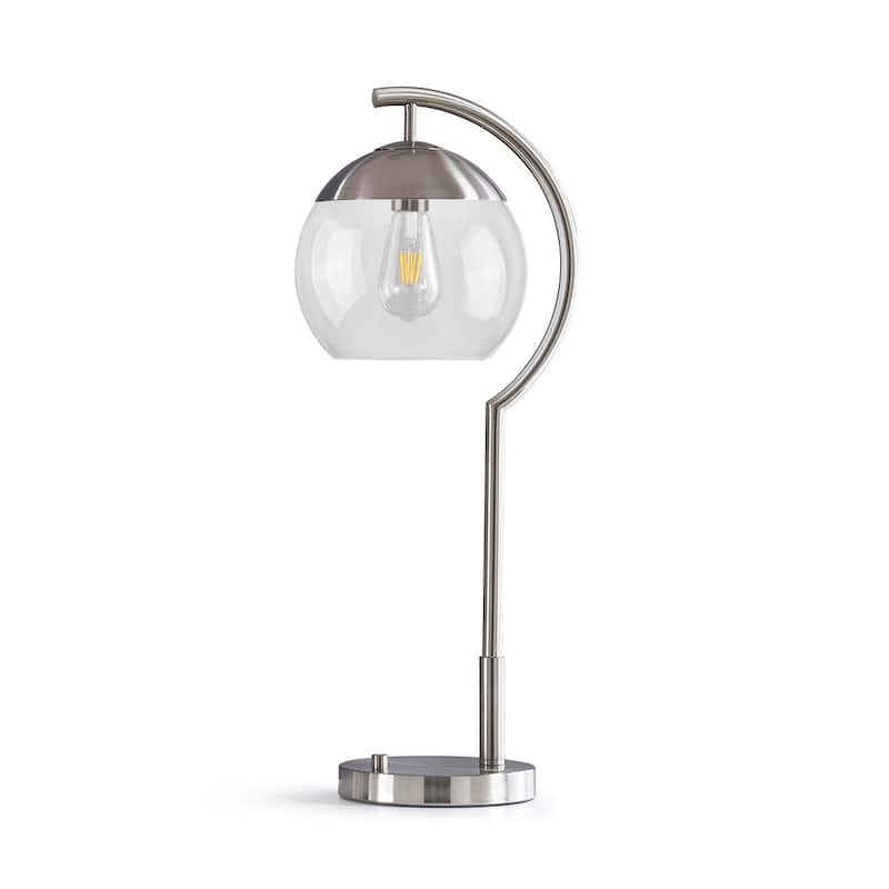 Metro Globe 26.5" H Table Lamp - BrushedNickel/GlassClear
