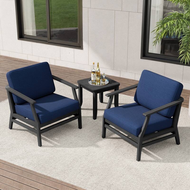 Teak Outdoor Bistro Set with Weather-Resistant Cushions (3-Piece Set)
