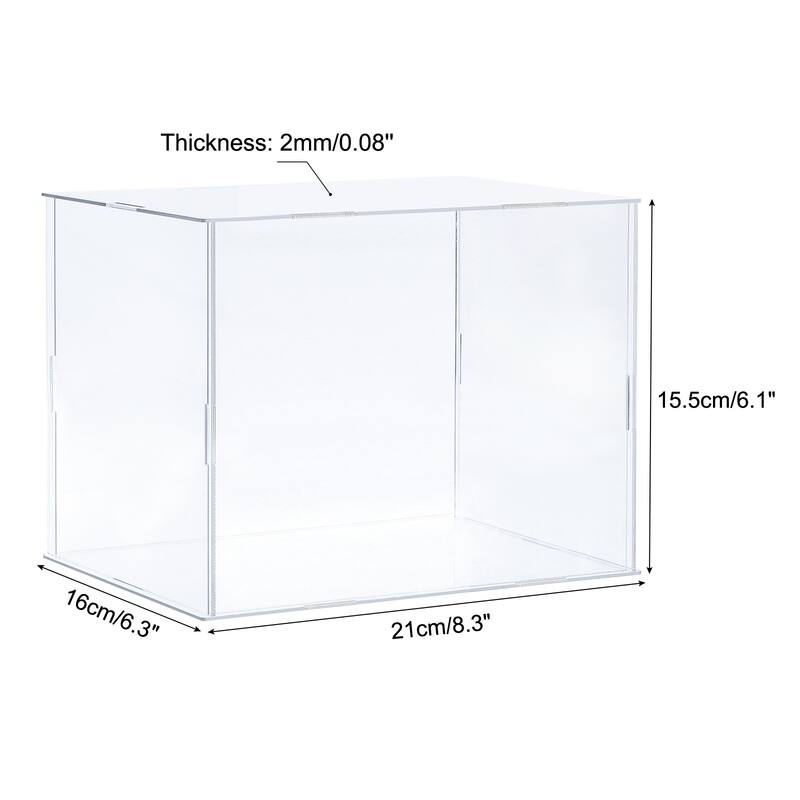 Acrylic Display Case Plastic Box Cube Storage Box Assemble Showcase - 8.3x6.3x6.1 Inch