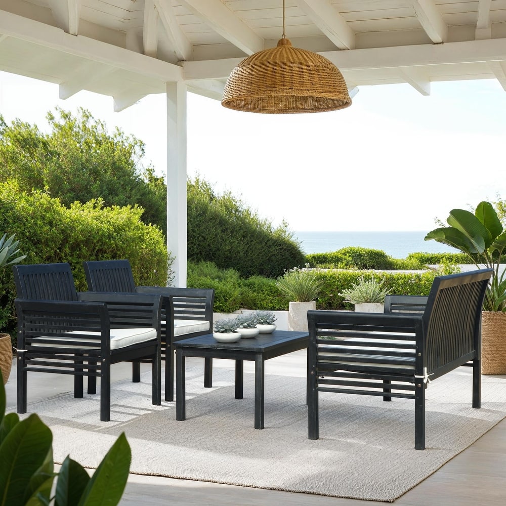 SAFAVIEH Outdoor Pieternel 4-Piece Outdoor Set - 50W x 30D x 24H