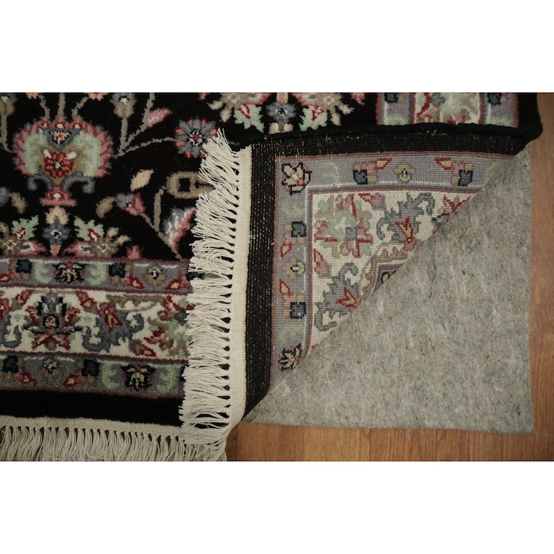 Hand Knotted Oriental 100% Wool Carpet Traditional Traditional Black Kashan Area Rug - 6' 1'' X 4' 0''