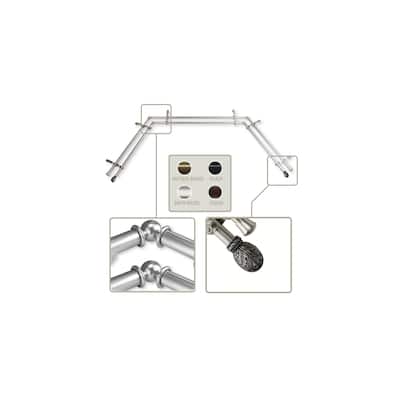 Curtain Rods & Hardware Set - Adjustable Telescoping Rods, Decorative Finials, Double Rod Option - Satin Nickel Finish - M