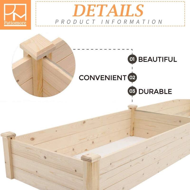 SUNCROWN 8-foot Wooden Garden Bed Planter Box