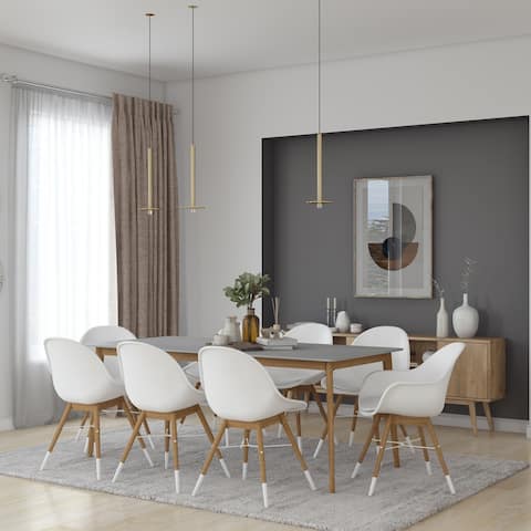 Midtown Concept Brune 9pc Wood Indoor Dining Set - With Cushions