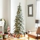 preview thumbnail 35 of 42, Glitzhome Pre-Lit Flocked Pencil Spruce Artificial Christmas Tree with Warm White Lights