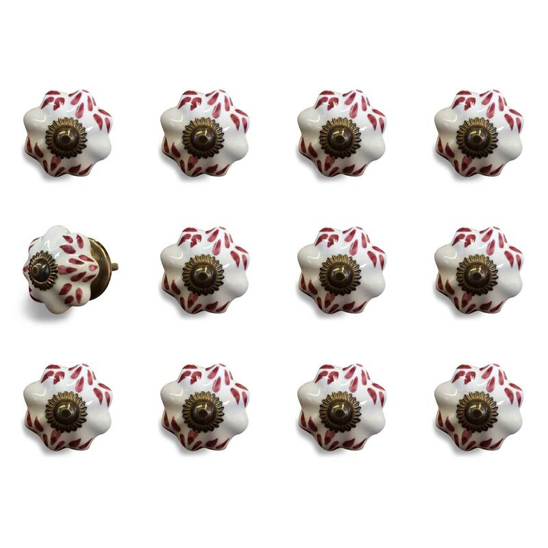 1.5" X 1.5" X 1.5" White Burgundy And Copper Knobs 12 Pack