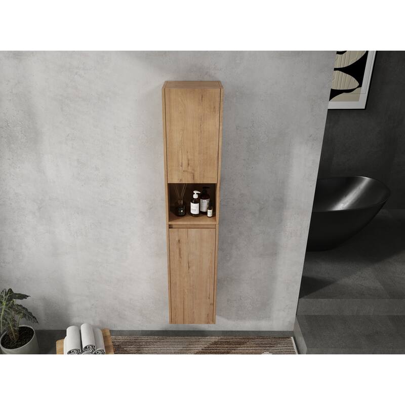 Modern Floating Bathroom Cabinet with Reversible Door & Soft-Close Hinges, Wall-Mounted Side Cabinet Storage Cabinet