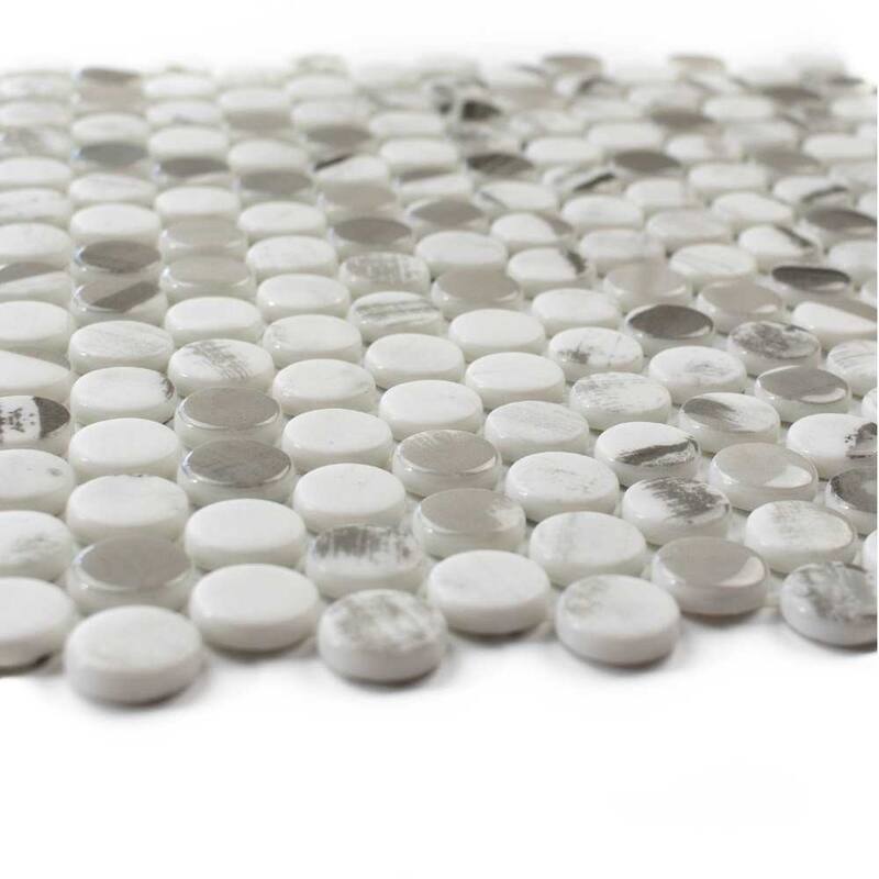 The Tile Life Eterna Penny 12x12 Alaia Round Glass Mosaic Floor, Wall & Backsplash Tile