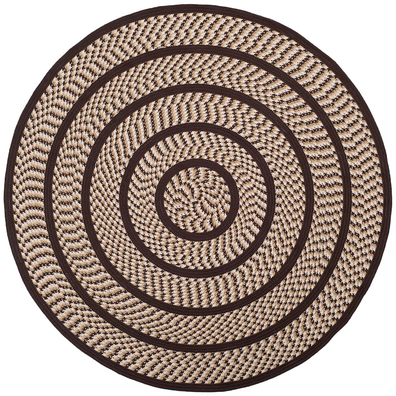 SAFAVIEH, Handmade Braided Jinela Country Rug - 6' Round - Ivory/Dark Brown