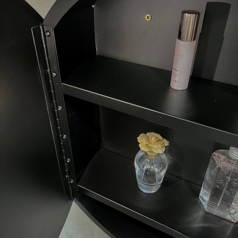 Metal Framed Wall-Mount Bathroom Medicine Cabinet with Mirror, Large Storage Space, Black Iron Powder Material