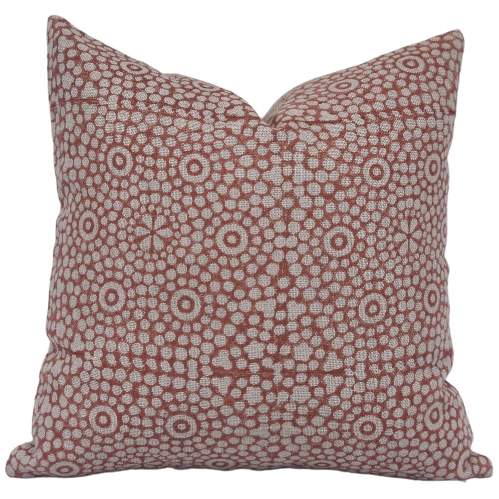 Fabdivine Thick Linen Farmhouse Dots Block Print Decorative Cushion Cover