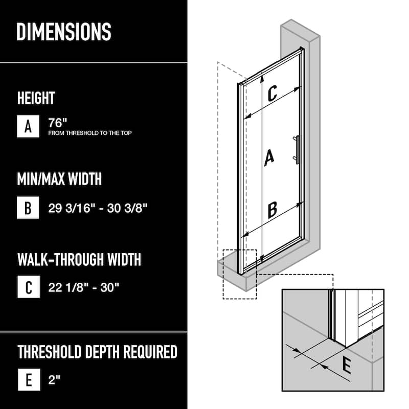 VIGO Astoria Framed Pivot Shower Door