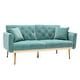 preview thumbnail 78 of 83, Velvet Futon Sofa Bed with 5 Golden Metal Legs, Sleeper Sofa Couch with Two Pillows, Convertible Loveseat for Living Room