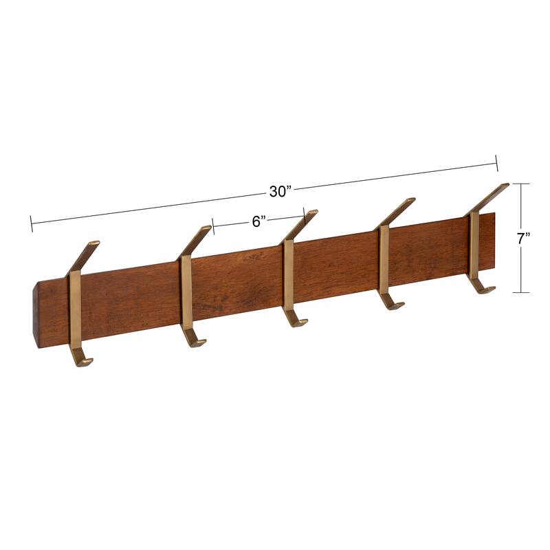 Kate and Laurel Rossmore Modern 5 Hook Shelf - 5 Hooks